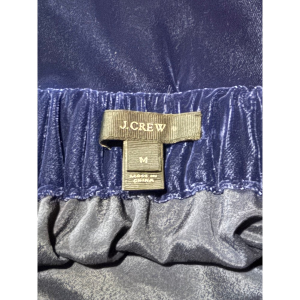 J.Crew Navy Velvet Mini Skirt Ruffle Hem Pull On Size Medium - Picture 5 of 6